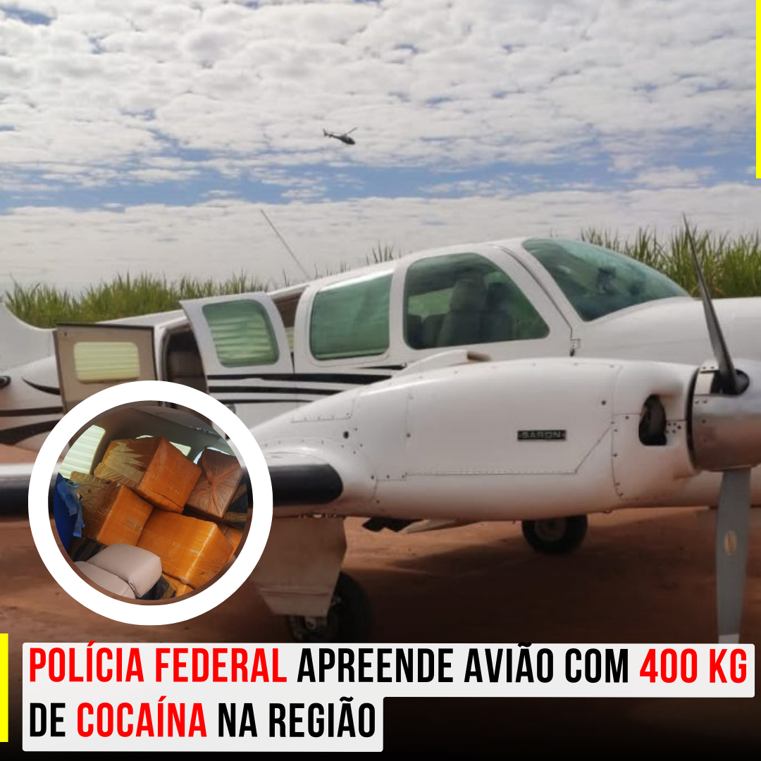 Polícia Federal apreende avião com 400 kg de cocaína na região