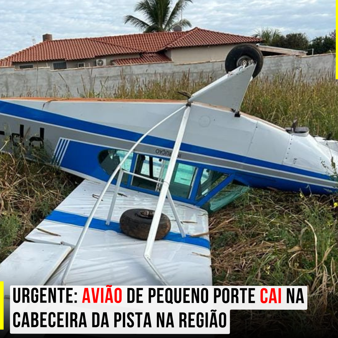 URGENTE: Avião de pequeno porte cai na cabeceira da pista na região
