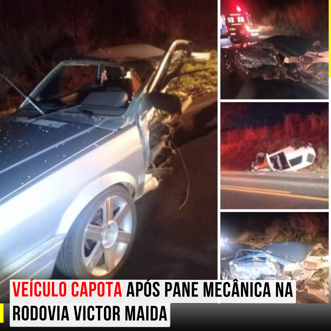 Veículo capota após pane mecânica na Rodovia Victor Maida
