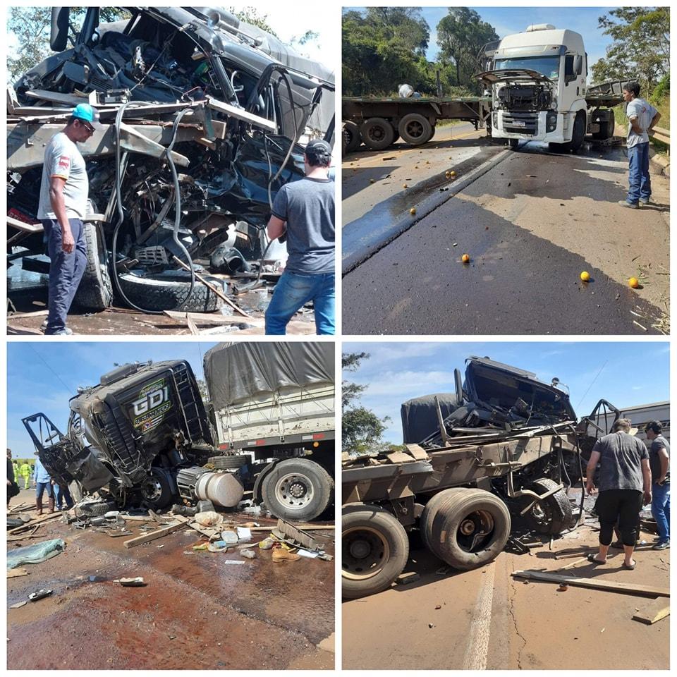 Acidente grave: Caminhões batem de frente na rodovia SP-304.