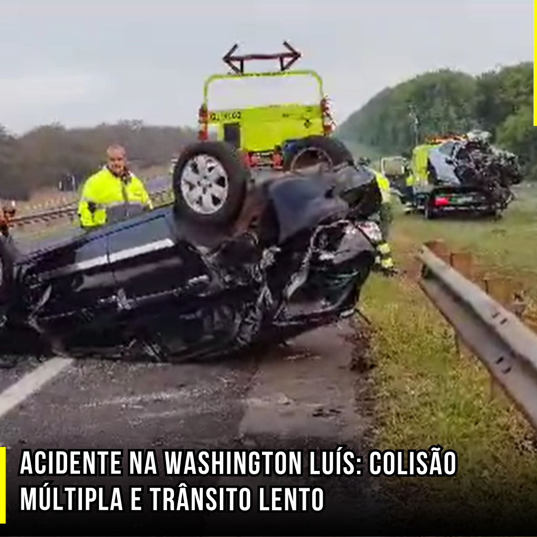 Acidente na Washington Luís: Colisão múltipla e trânsito lento