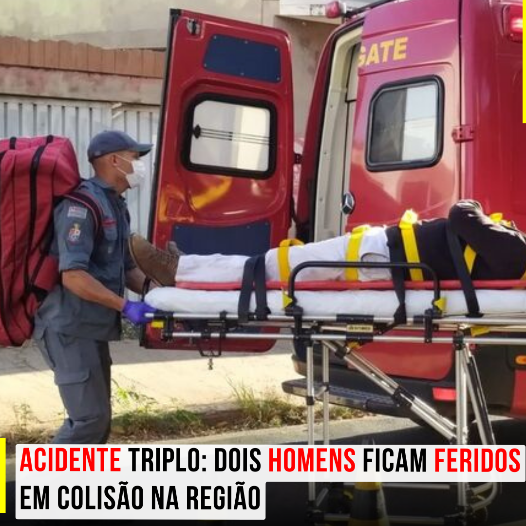 Acidente triplo: Dois homens ficam feridos em colisão na região