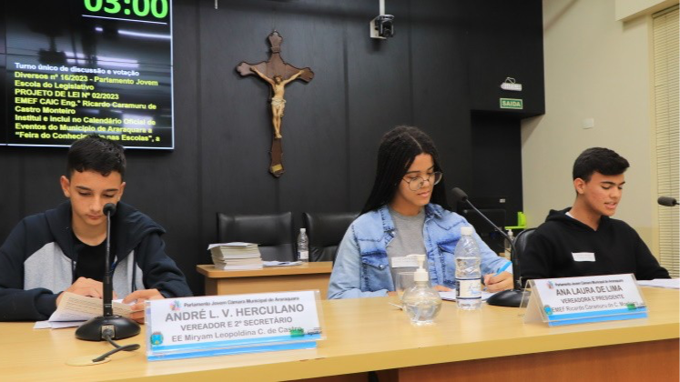 Alunos se tornam vereadores mirins em Sessão do Parlamento Jovem 2023