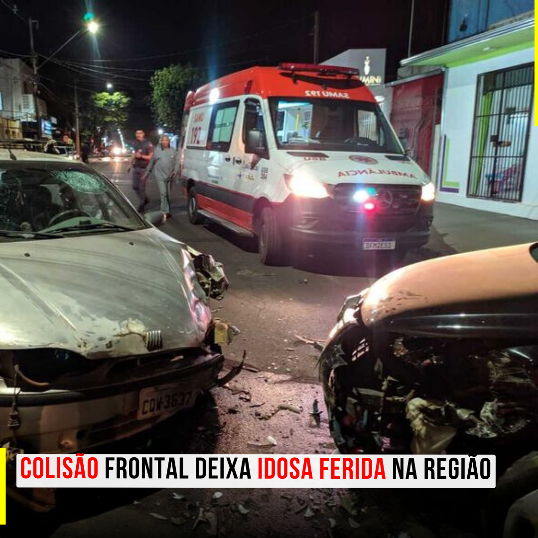 FOTOS | Colisão frontal deixa idosa ferida na região