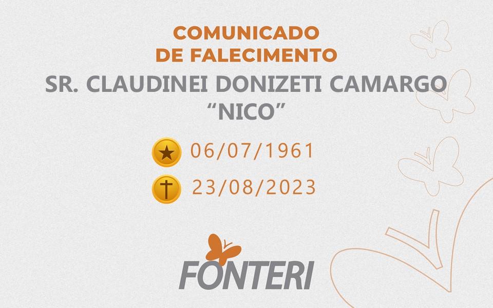 Comunicamos o falecimento do Sr. Claudinei Donizeti Camargo
