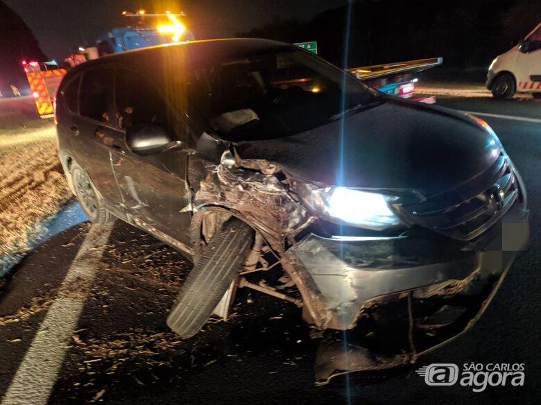 Colis&atilde;o entre Fiesta e CRV na SP-310 Danos e Inc&ocirc;modos