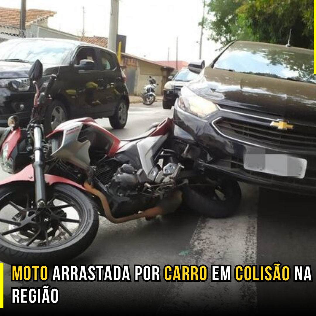 Moto arrastada por carro em colisão na região