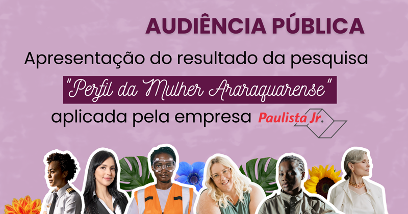 Resultado da pesquisa ‘Perfil da Mulher Araraquarense’ será apresentado em Audiência