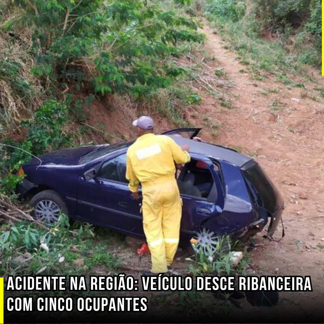 Acidente na região: Veículo desce ribanceira com cinco ocupantes