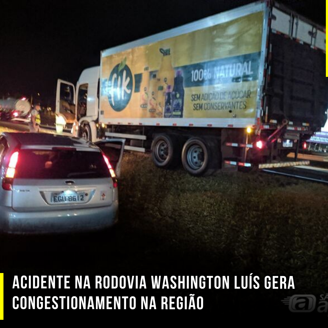 Acidente na Rodovia Washington Luís gera congestionamento na região