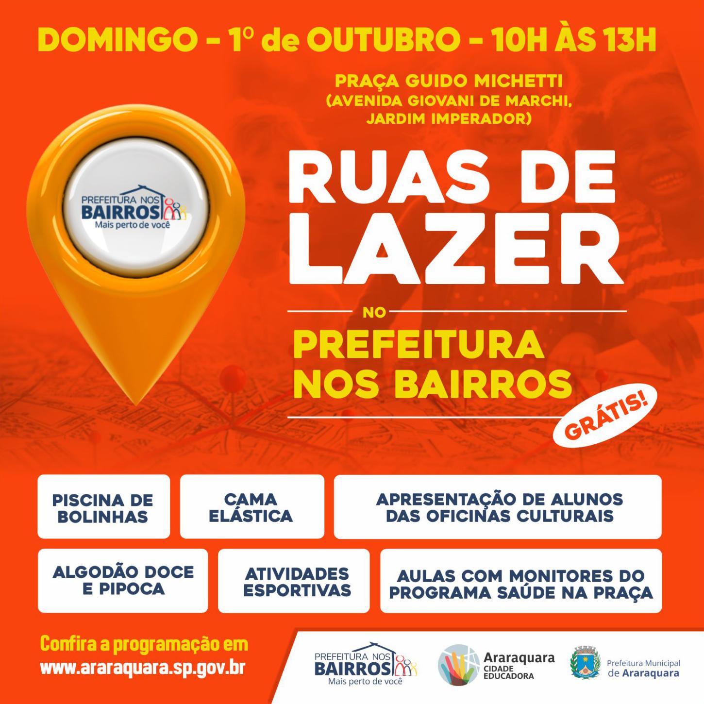 Atividades gratuitas no Jardim: Ruas de Lazer em Outubro