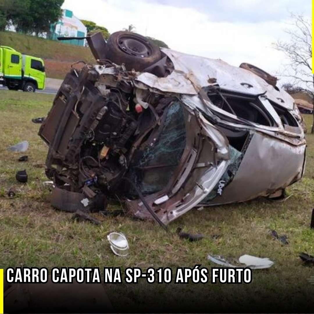 Carro capota na SP-310 após furto