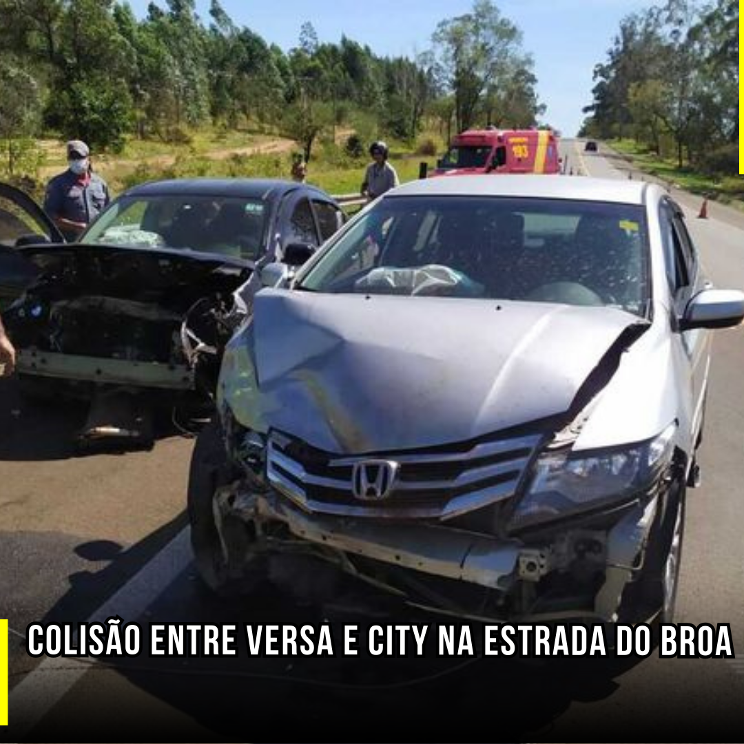 Colisão entre Versa e City na estrada do Broa