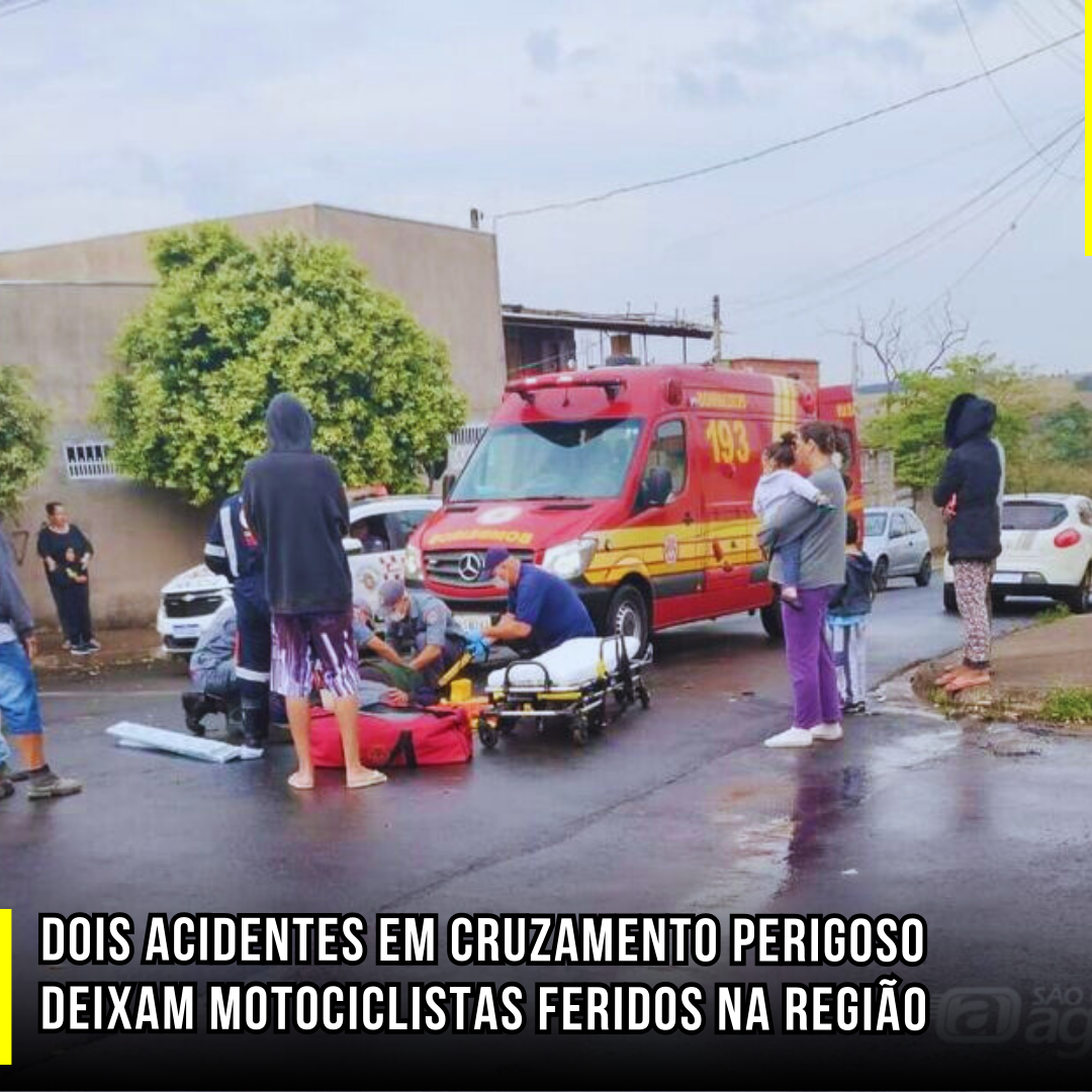 Dois acidentes em cruzamento perigoso deixam Motociclistas feridos na região