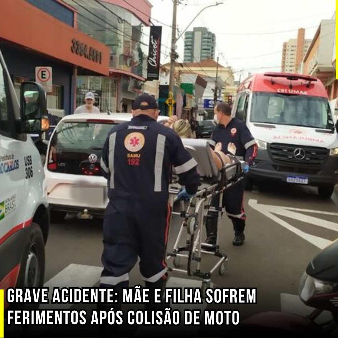 Grave acidente: Mãe e filha sofrem ferimentos após colisão de moto