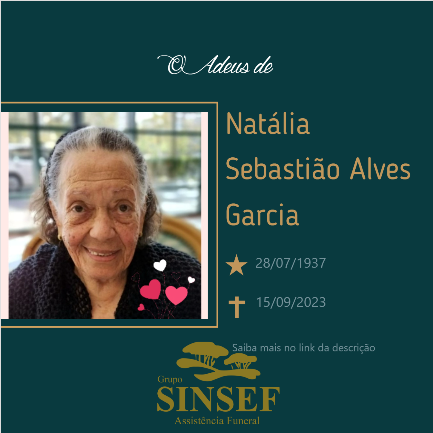 O Grupo Sinsef se despede do Sra Natália Sebastião Alves Garcia