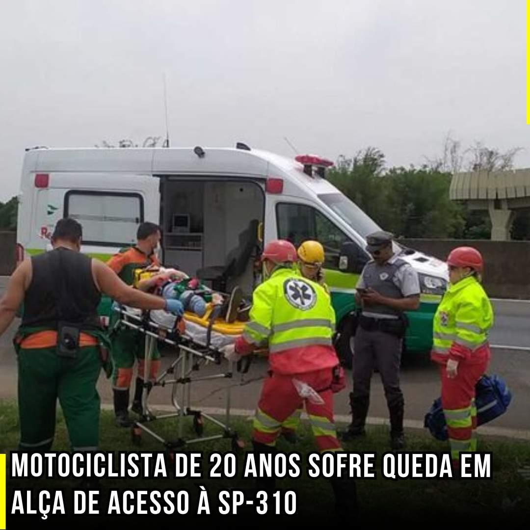 Motociclista de 20 anos sofre queda em alça de acesso à SP-310