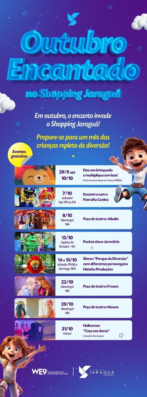 No Shopping Jaraguá, outubro será encantado e repleto de atividades gratuitas para as crianças