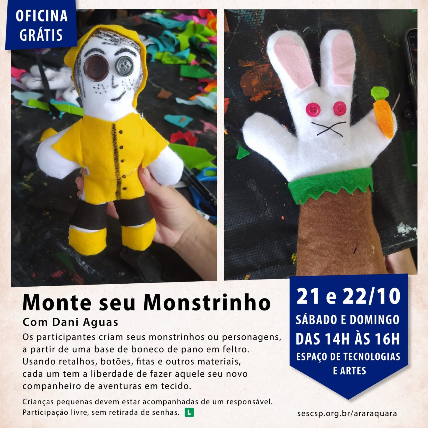 Oficina de Criação de Monstrinhos em Feltro com Dani Aguas