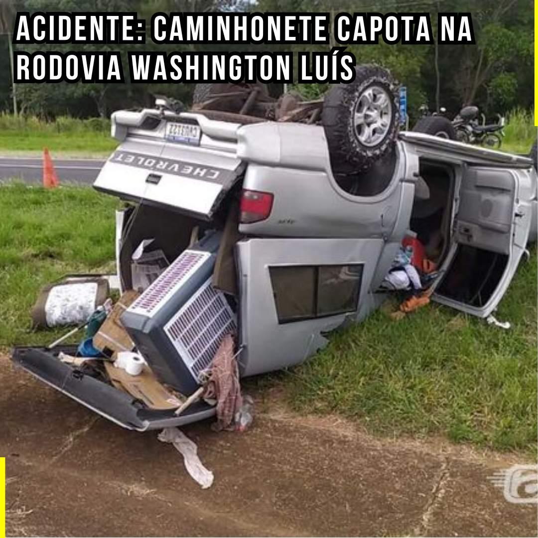 Acidente: Caminhonete capota na Rodovia Washington Luís