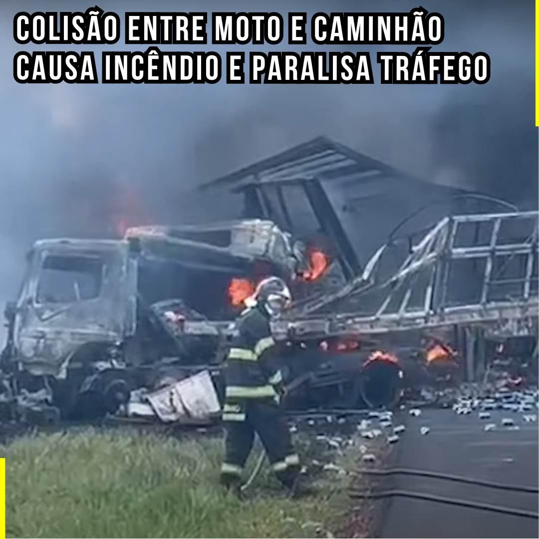 SP-304: Colisão entre Moto e Caminhão Causa Incêndio e Paralisa Tráfego