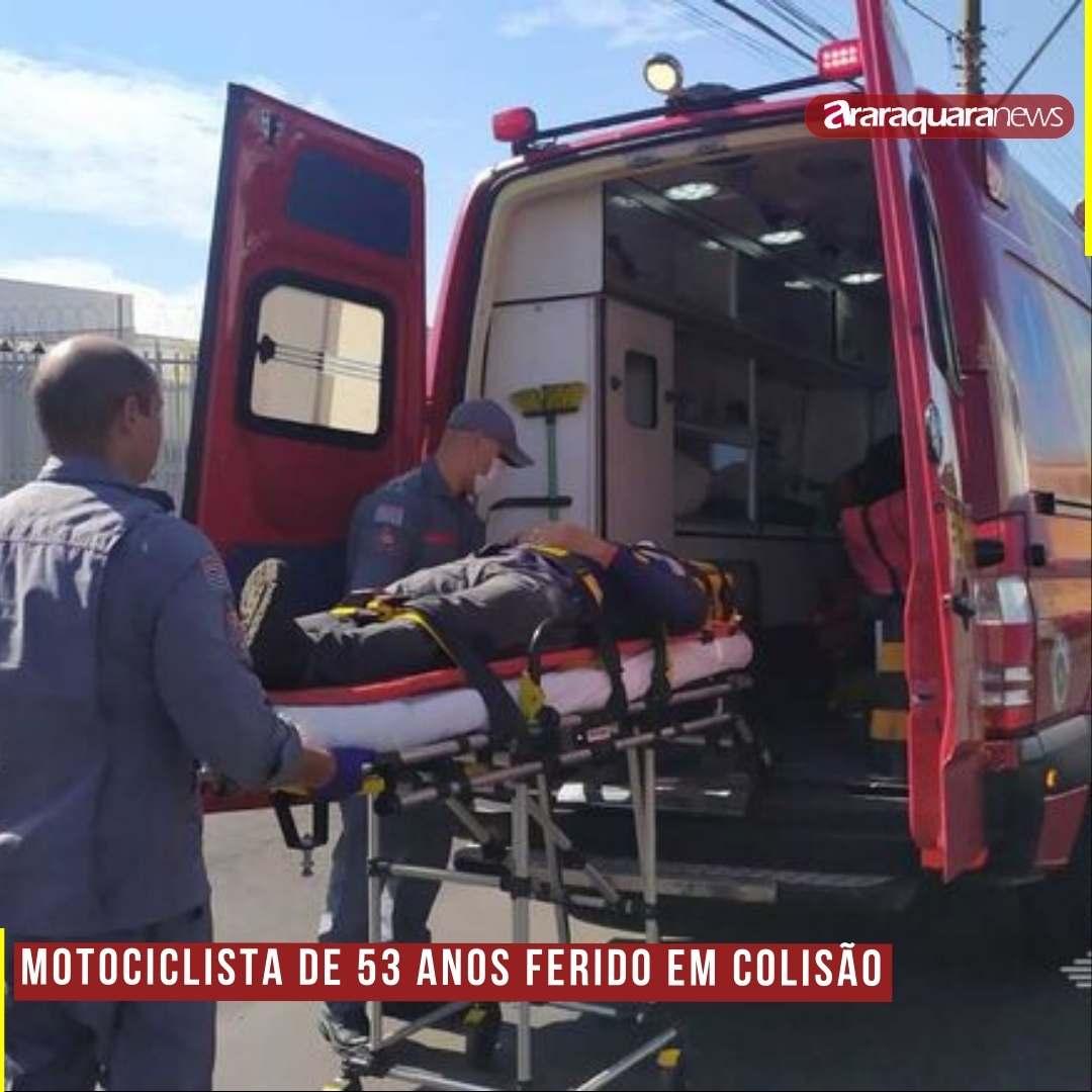 Motociclista de 53 anos ferido em Colisão