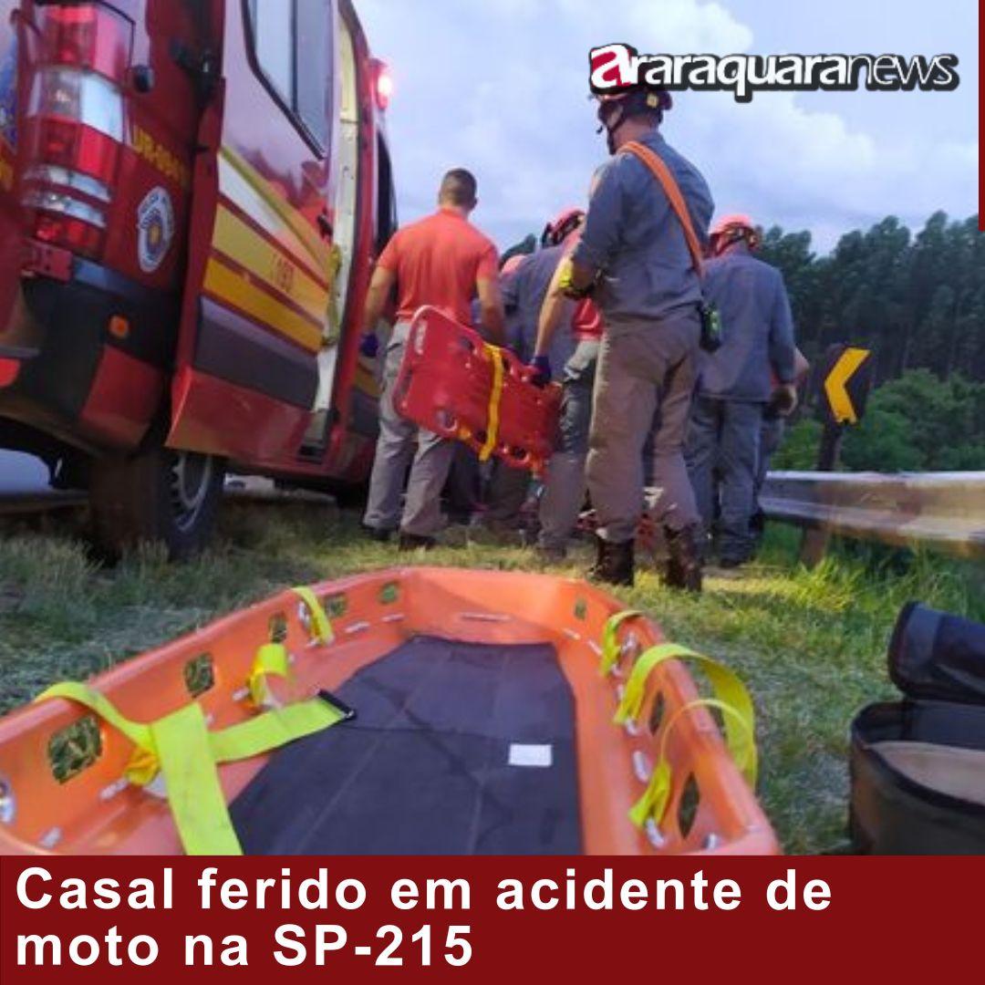 Casal ferido em acidente de moto na SP-215