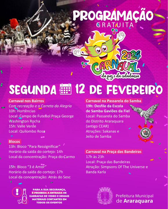 Segunda-feira de Carnaval: Desfile da Gaviões da Fiel em Araraquara