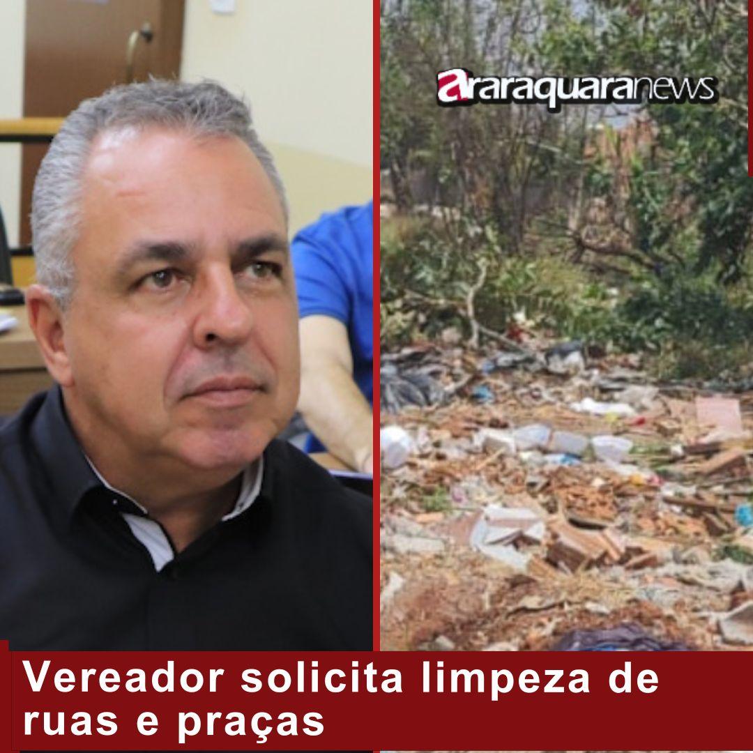 Vereador solicita limpeza de ruas e praças