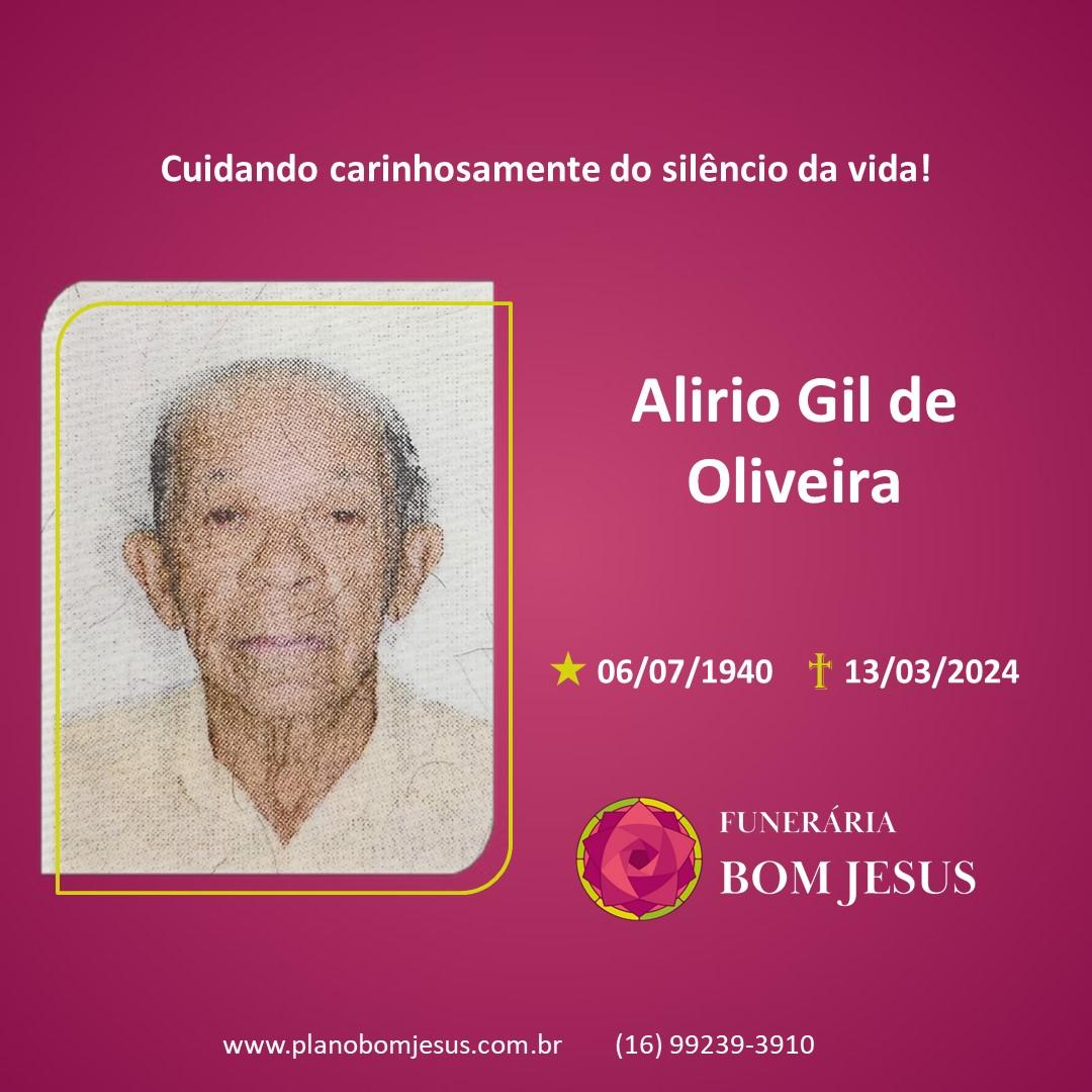 A Funerária Bom Jesus comunica o falecimento do Sr. ALIRIO GIL DE OLIVEIRA