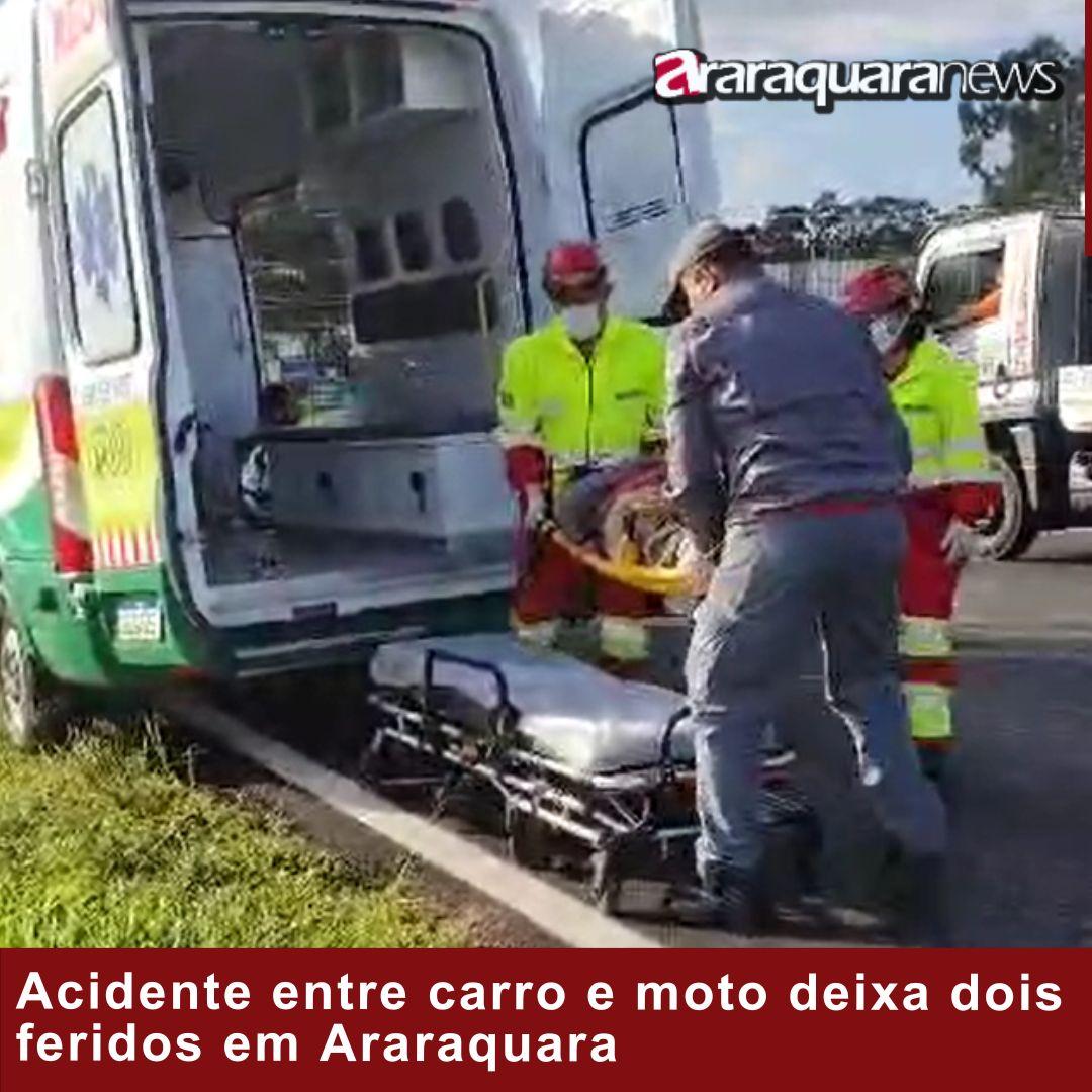 Acidente entre carro e moto deixa dois feridos em Araraquara
