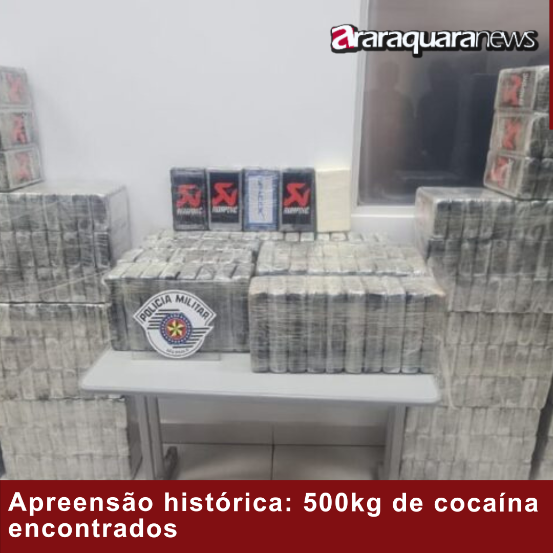 Apreensão histórica: 500kg de cocaína encontrados