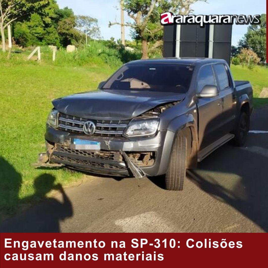 Engavetamento na SP-310: Colisões causam danos materiais