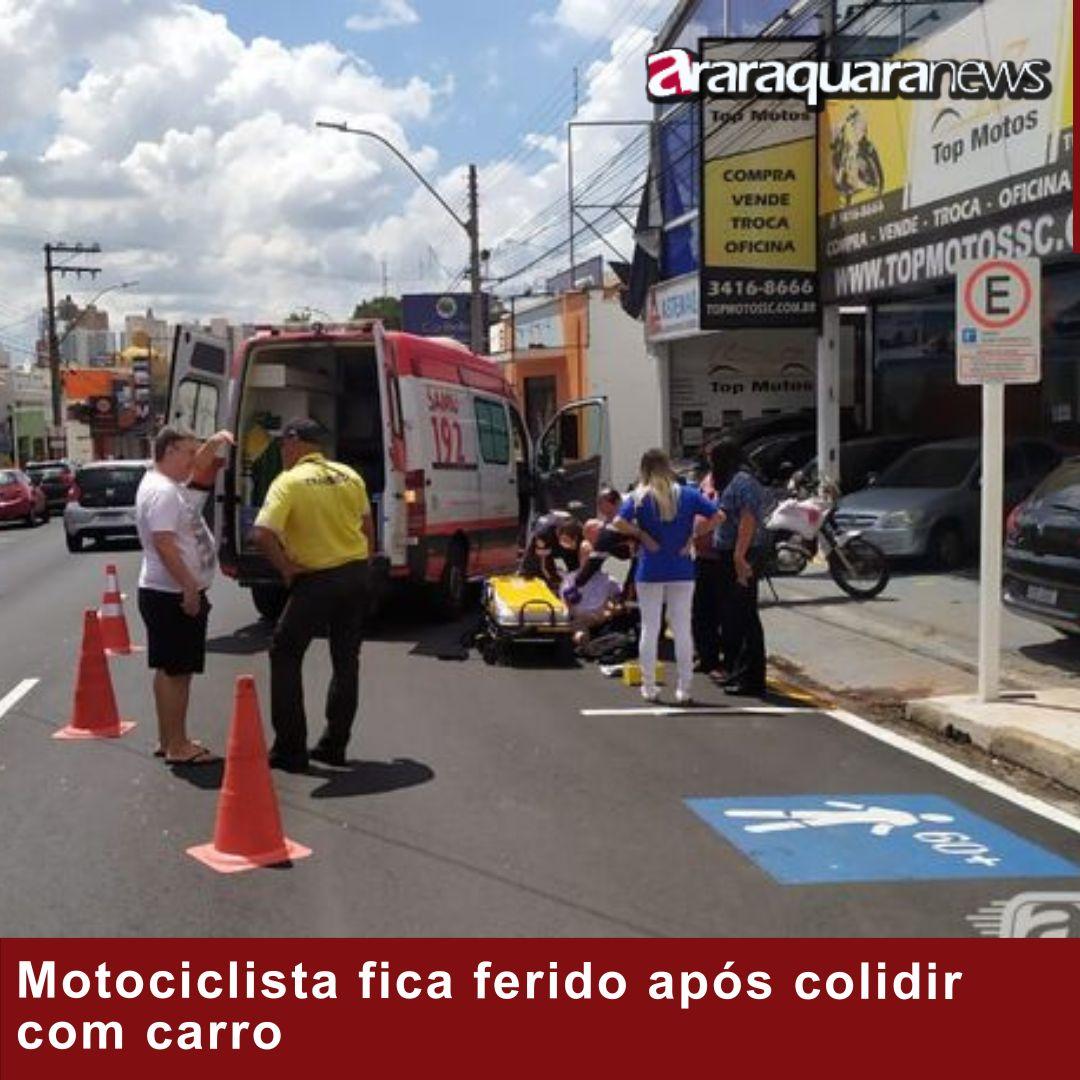 Motociclista fica ferido após colidir com carro