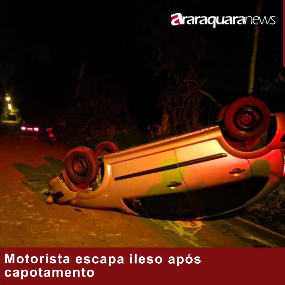 Motorista escapa ileso após capotamento