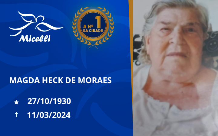 O GRUPO MICELLI COMUNICA O FALECIMENTO DA SRA. MAGDA HECH DE MORAES