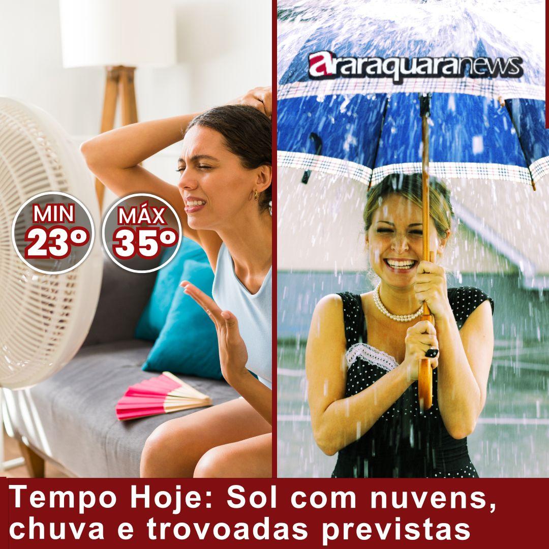 Tempo Hoje: Sol com nuvens, chuva e trovoadas previstas