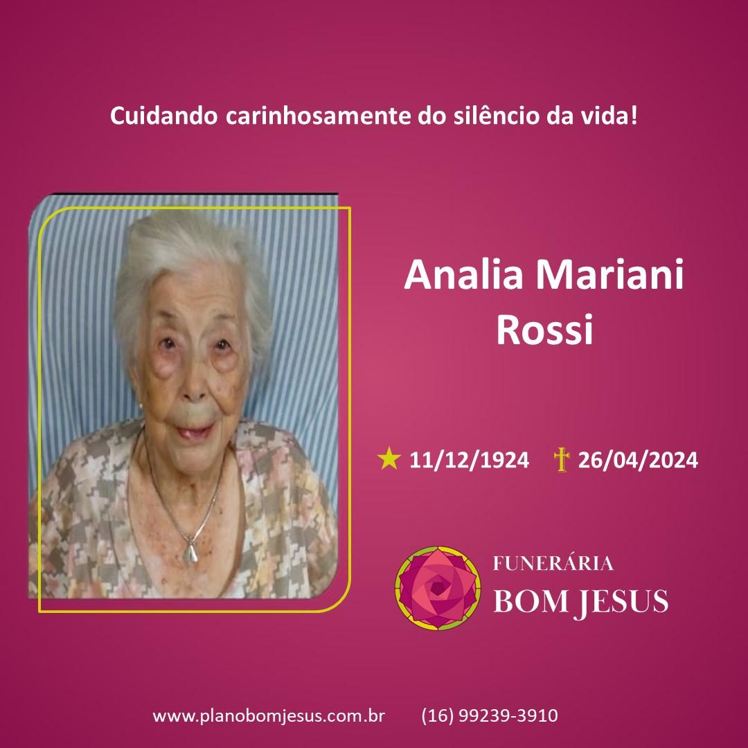 A Funerária Bom Jesus comunica o falecimento da Sra ANALIA MARIANI ROSSI