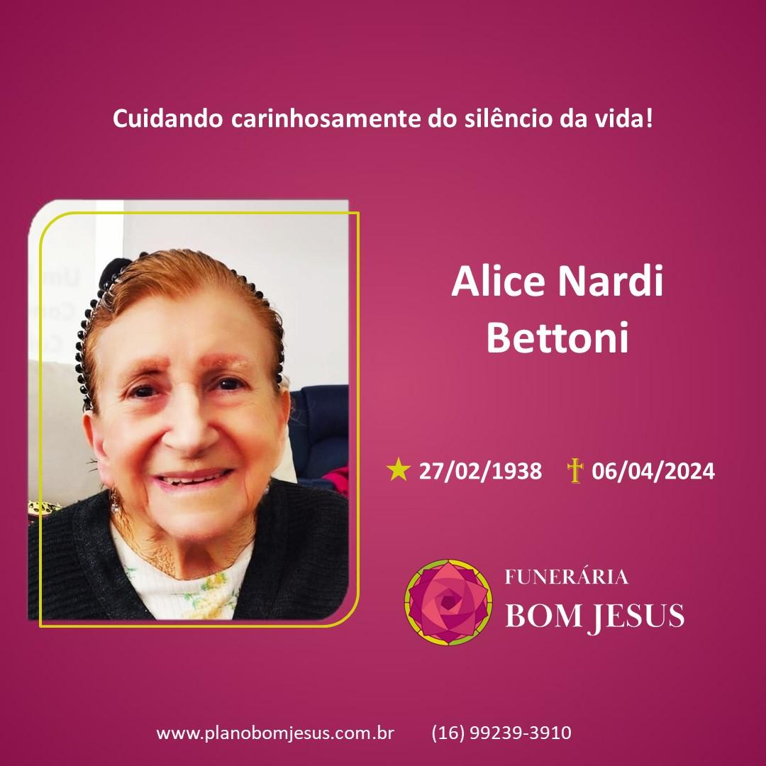 A Funerária Bom Jesus comunica o falecimento Sra. ALICE NARDI BETTONI