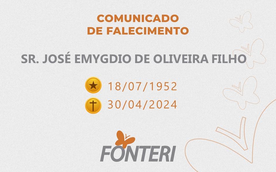 Comunicamos o faleicmento do Sr. José Emygdio de Oliveira Filho