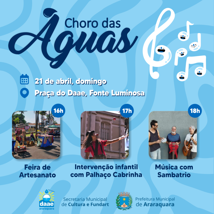Domingo Tem Samba na Praça: Choro das Águas leva Música, Artesanato e Atração Infantil