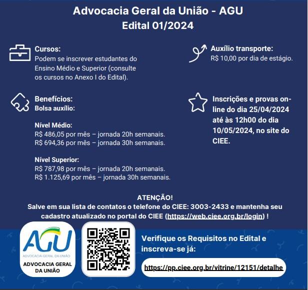 ESTÁGIO NA ADVOCACIA GERAL DA UNIÃO - AGU