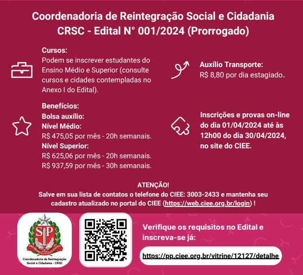 ESTÁGIO NA COORDENADORIA DE REINTEGRAÇÃO SOCIAL E CIDADANIA - CRSC