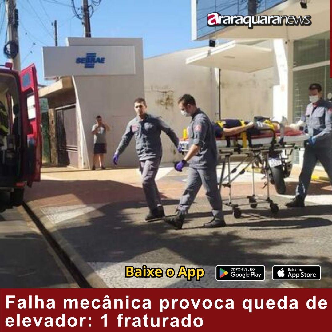 Falha mecânica provoca queda de elevador: 1 fraturado