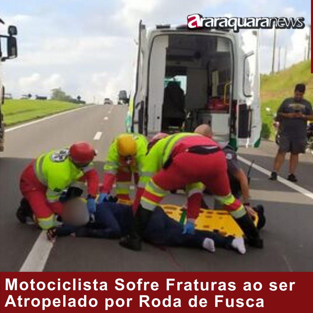 Motociclista Sofre Fraturas ao ser Atropelado por Roda de Fusca