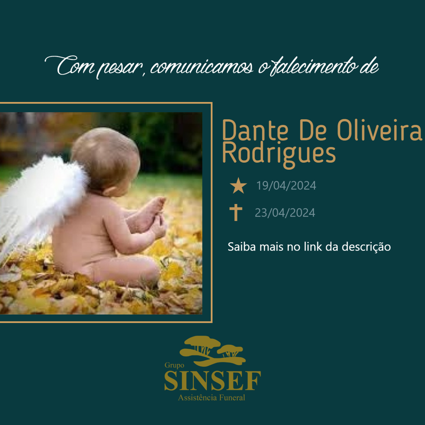 O Grupo Sinsef se despede do anjo Dante de Oliveira Rodrigues.