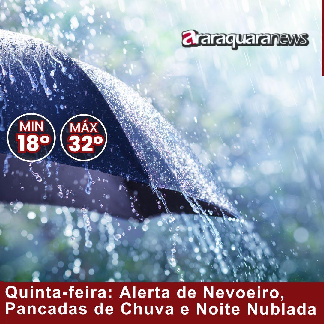 Quinta-feira: Alerta de Nevoeiro, Pancadas de Chuva e Noite Nublada