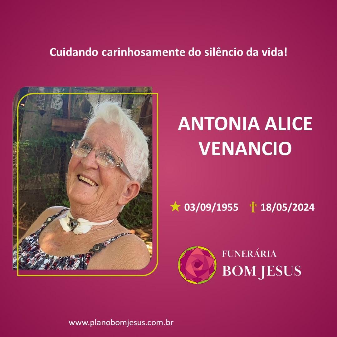 A Funerária Bom Jesus comunica o falecimento da Sra. ANTONIA ALICE VENANCIO