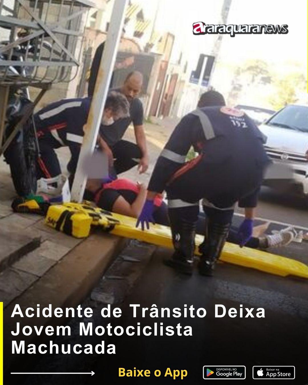 Acidente de Trânsito Deixa Jovem Motociclista Machucada