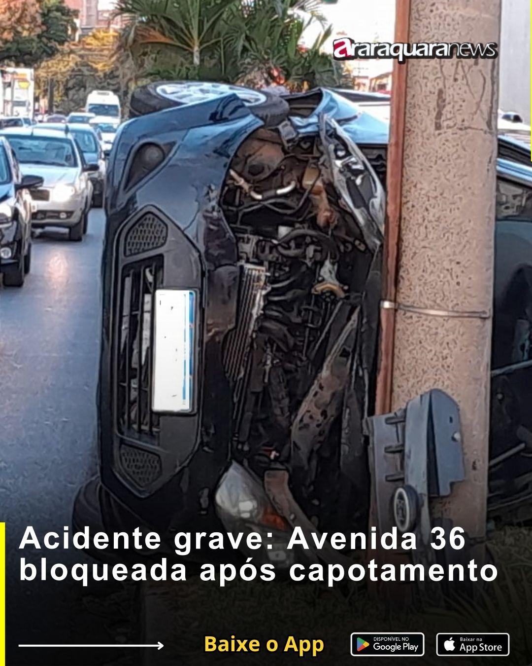 Acidente grave: Avenida 36 bloqueada após capotamento